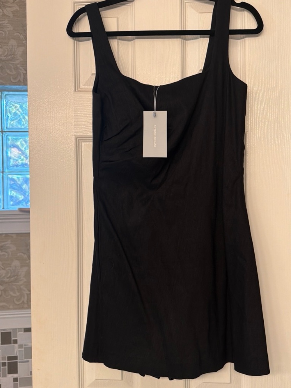 ANTONIO MELANI Black Square-Neck Mini Dress